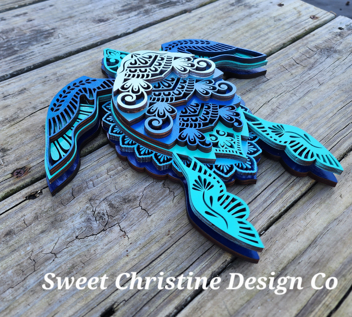 Sea Turtle Mandala layered wall art