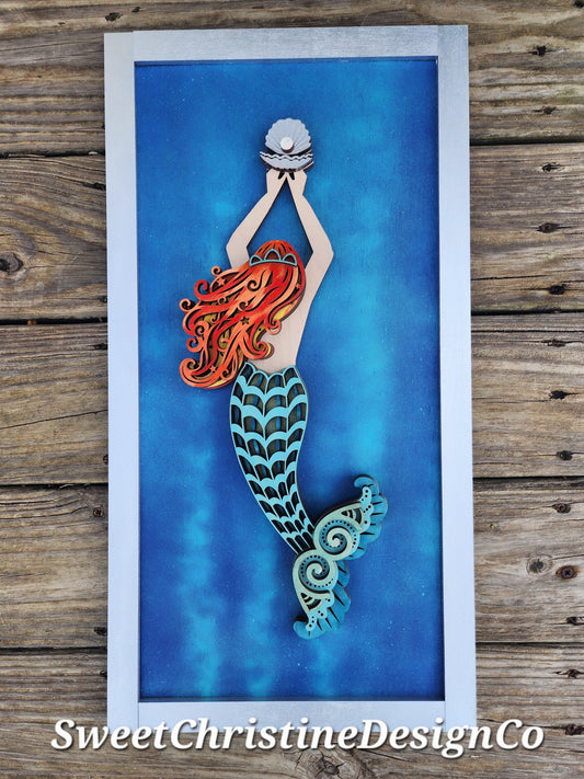 Mermaid on Ocean Background