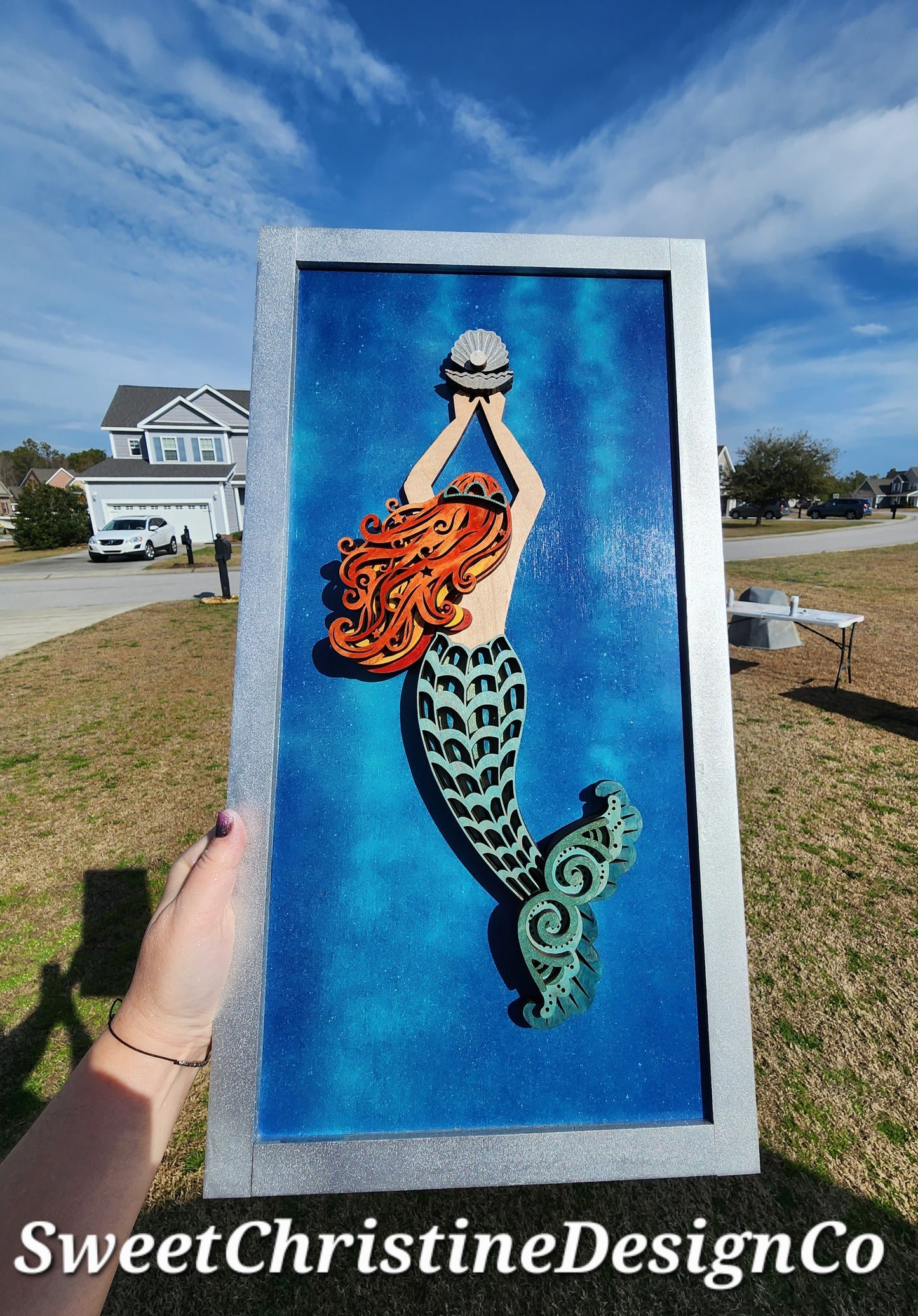 Mermaid on Ocean Background