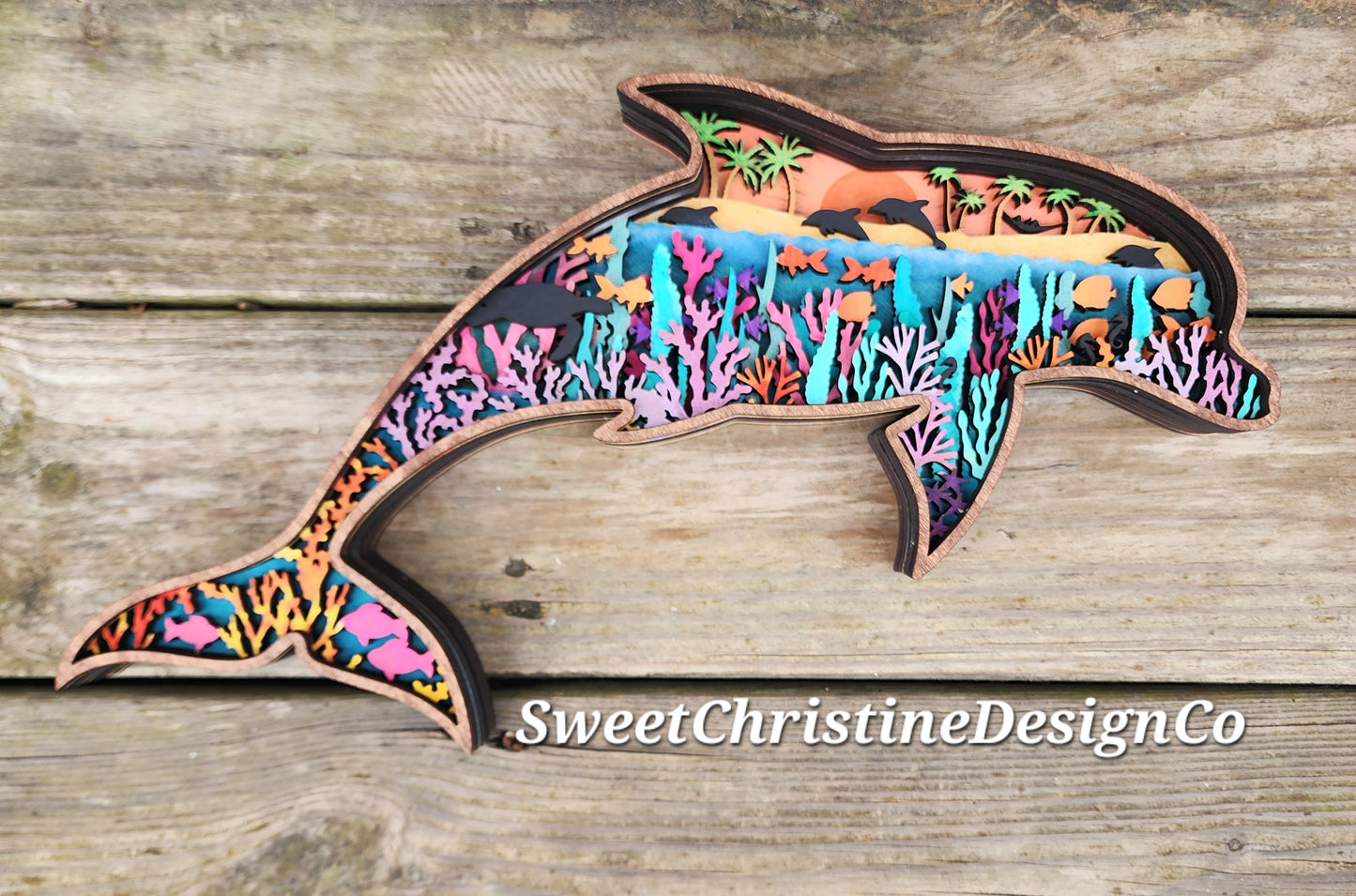 Dolphin - layered wall art