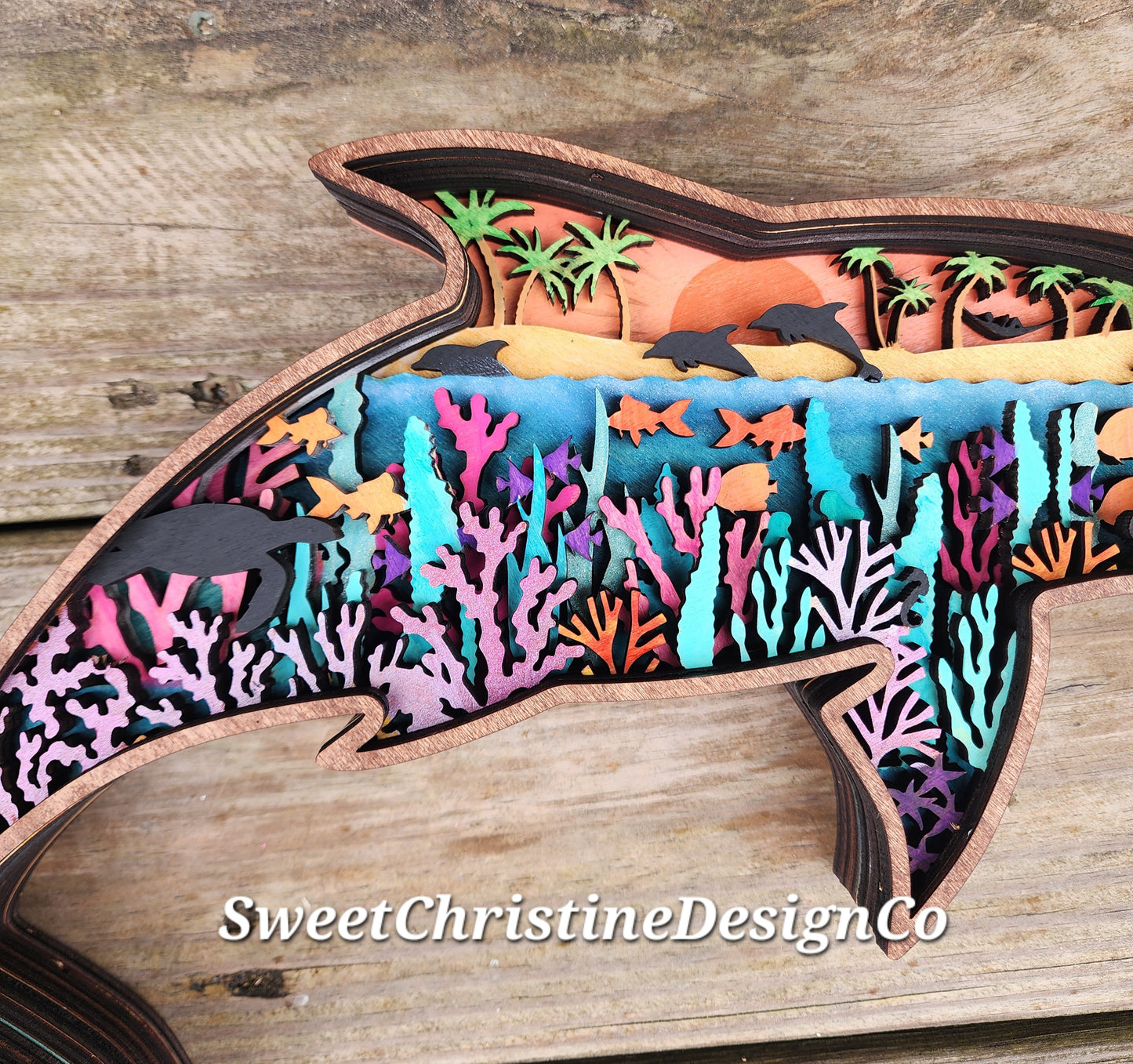 Dolphin - layered wall art