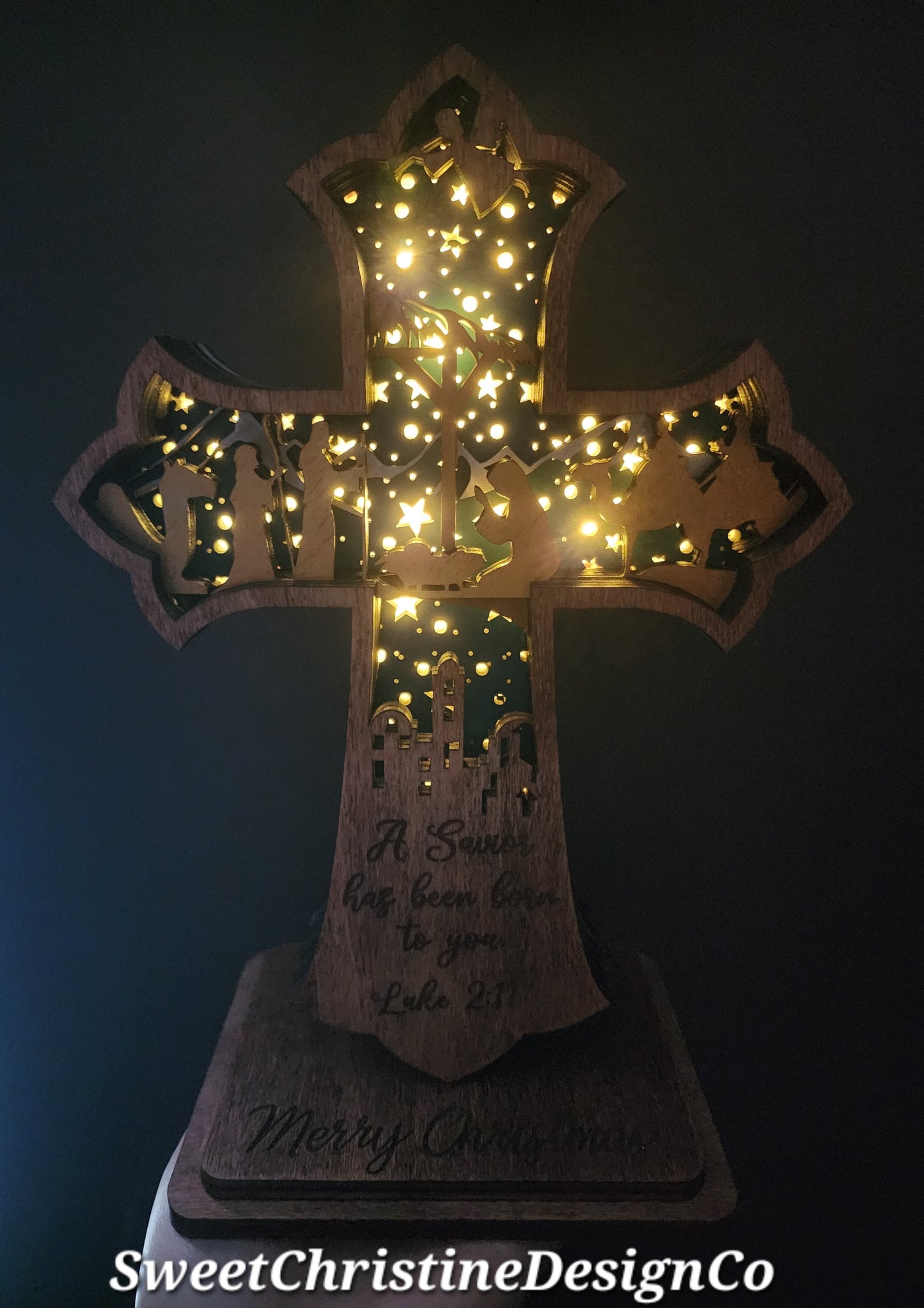 Light up Nativity Scene Cross