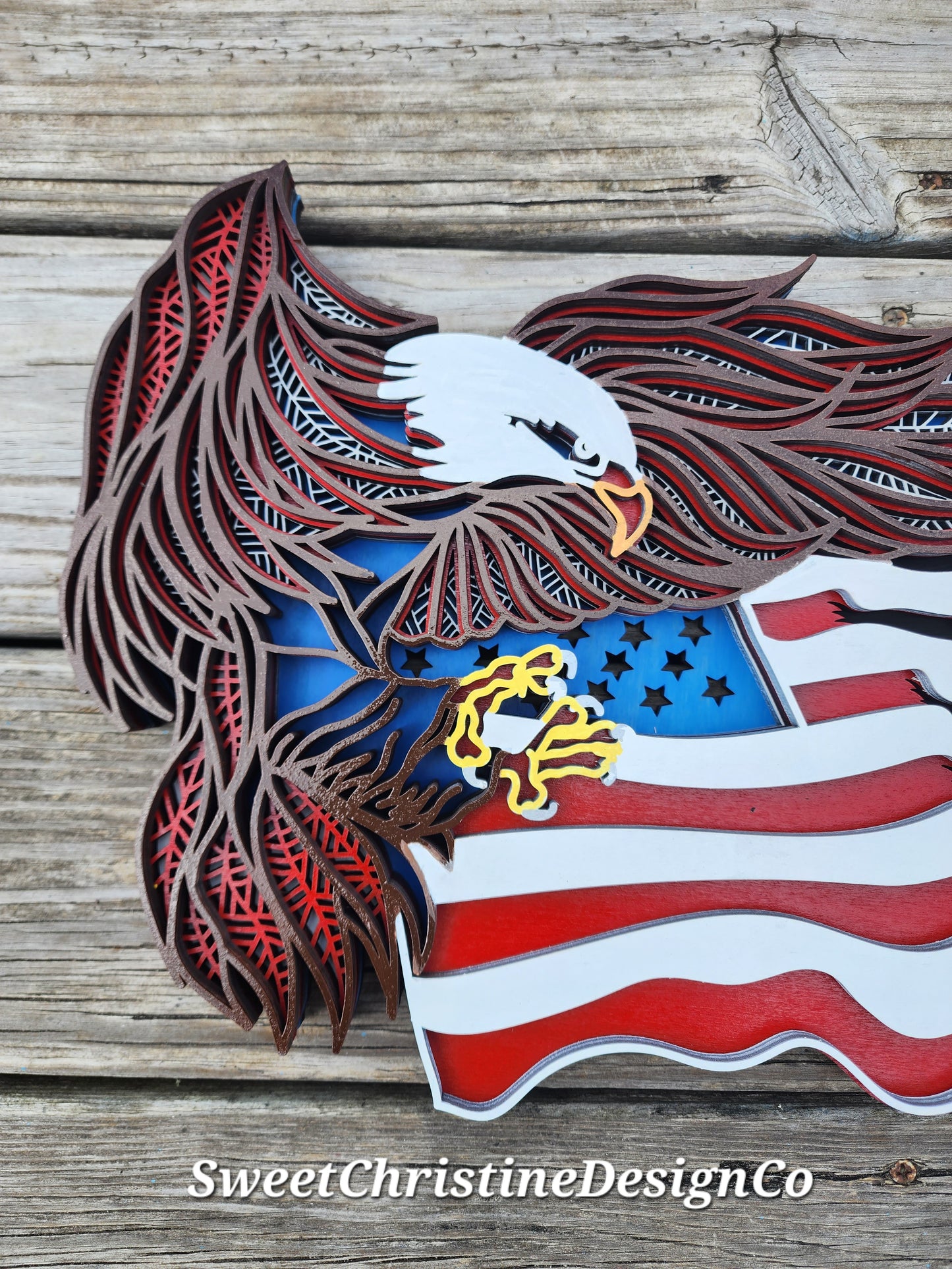 American Flag and Eagle wall art - layered