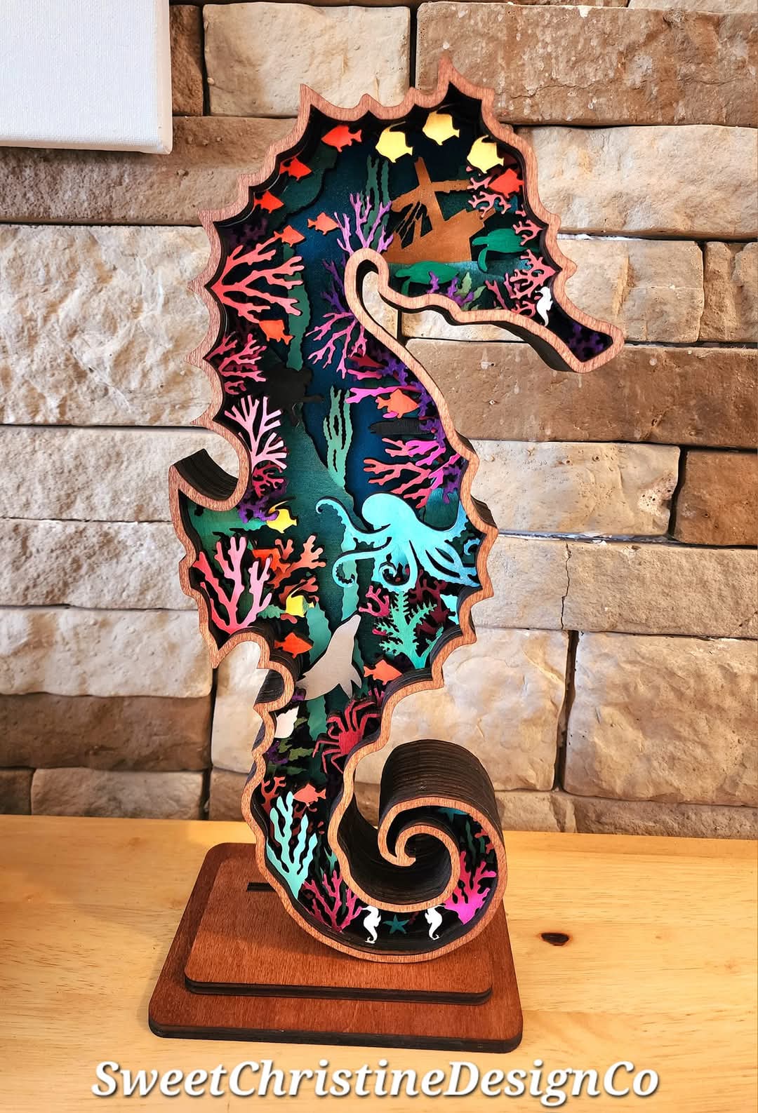 Unfinished seahorse cutout
