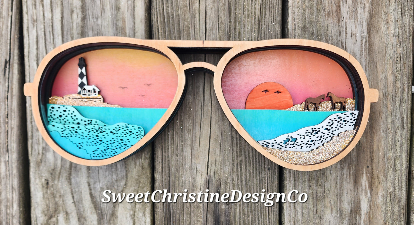 Sunglasses art featuring Cape Lookout and Shackleford Banks