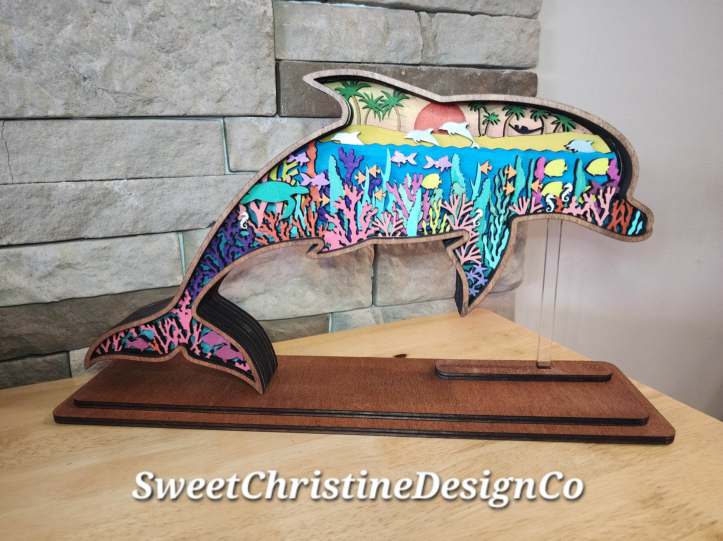 Dolphin - layered wall art