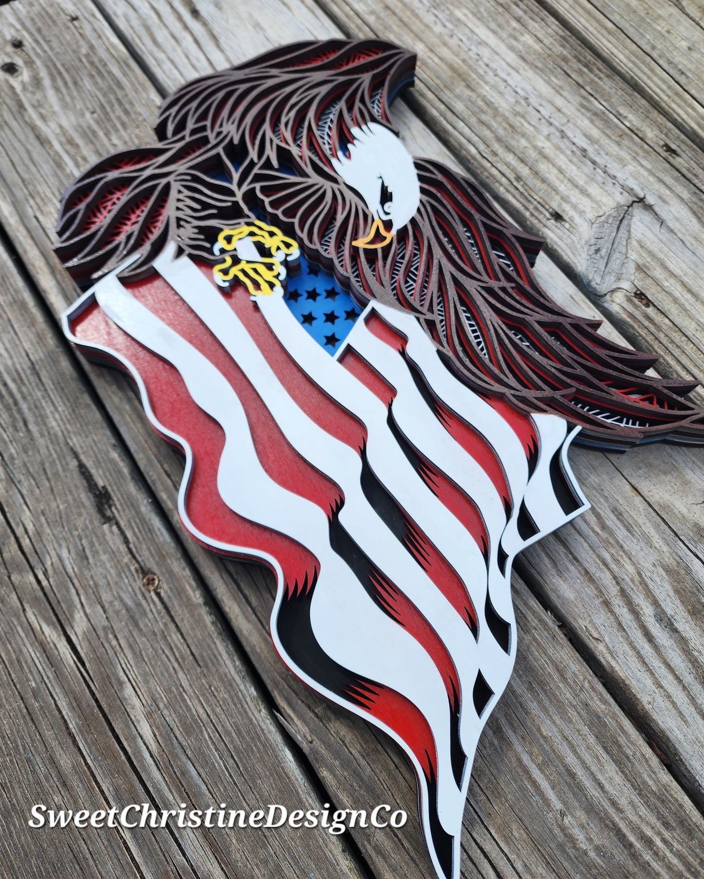 American Flag and Eagle wall art - layered