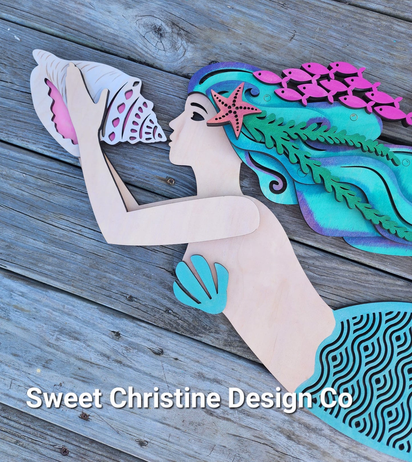 Singing Mermaid Wall Art - Turquoise