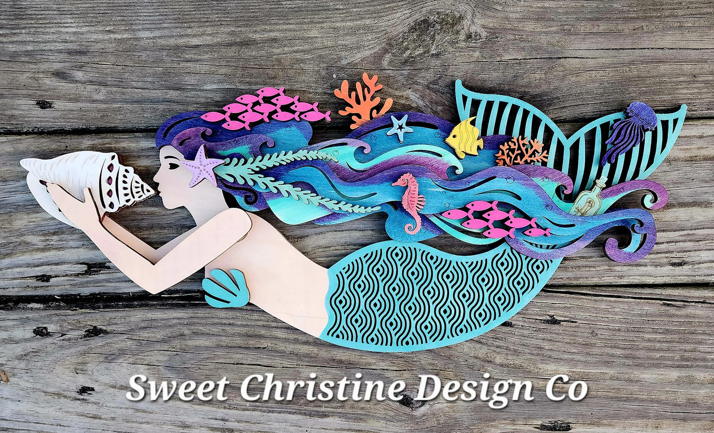 Singing Mermaid Wall Art - Turquoise