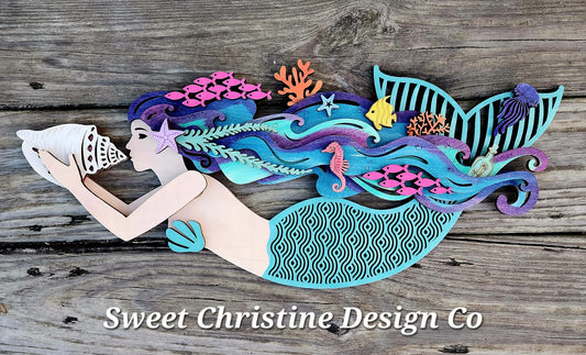 Singing Mermaid Wall Art - Turquoise