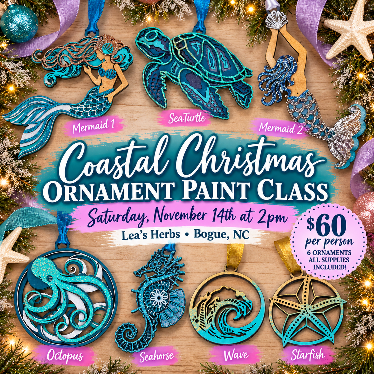Paint Class - November 14 - Coastal Ornaments