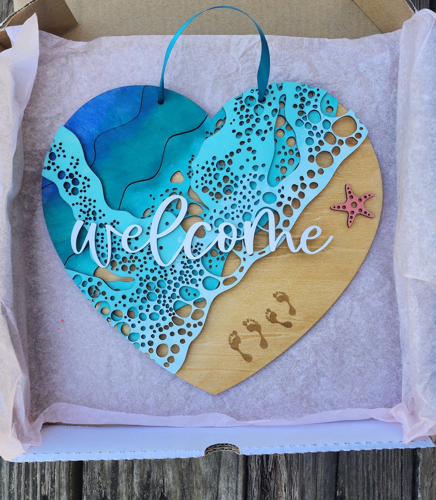 DIY Coastal Heart Door Hanger Paint Kit