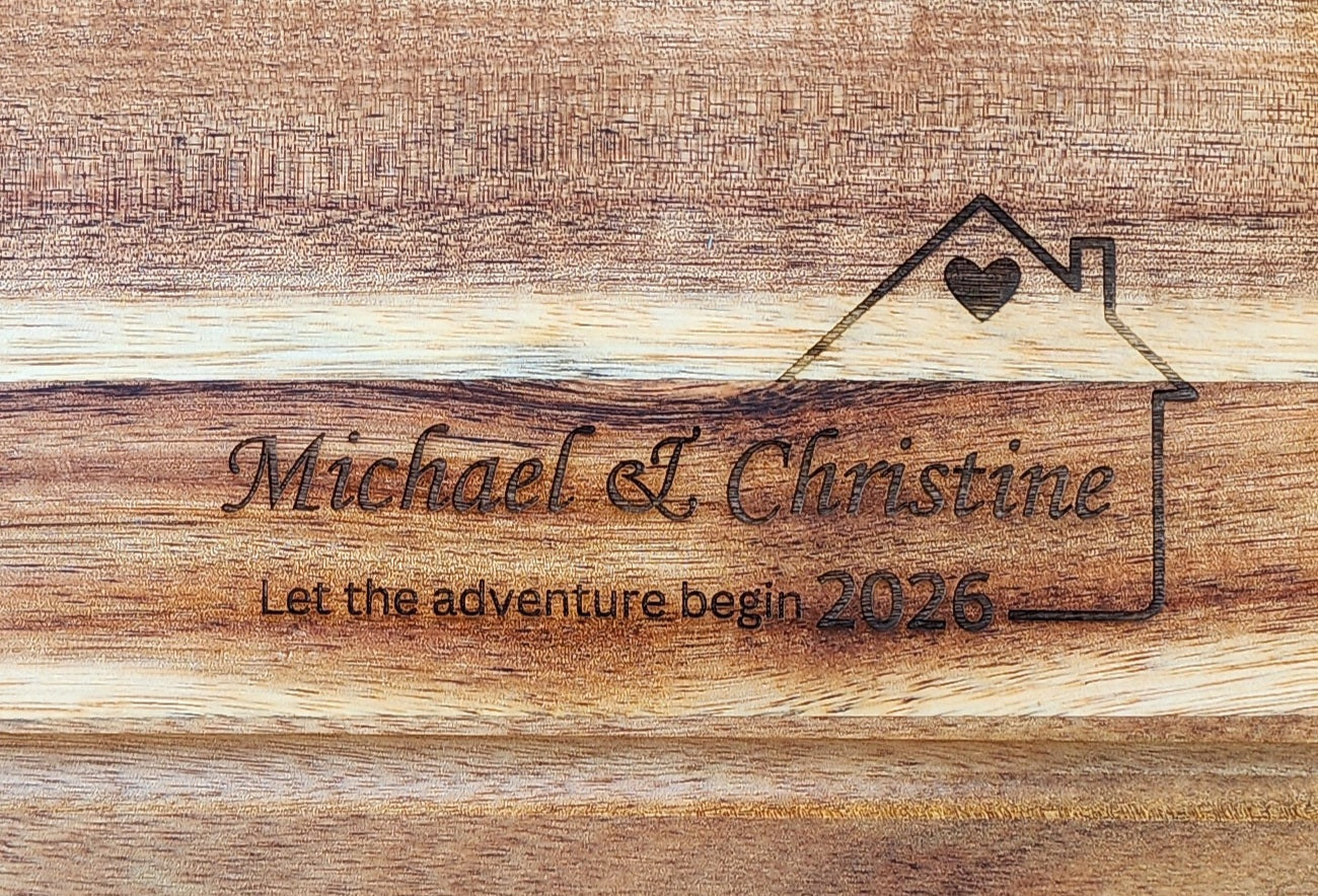 Personalized Housewarming Cutting Board with Name & Year – 13.75” x 9.75”