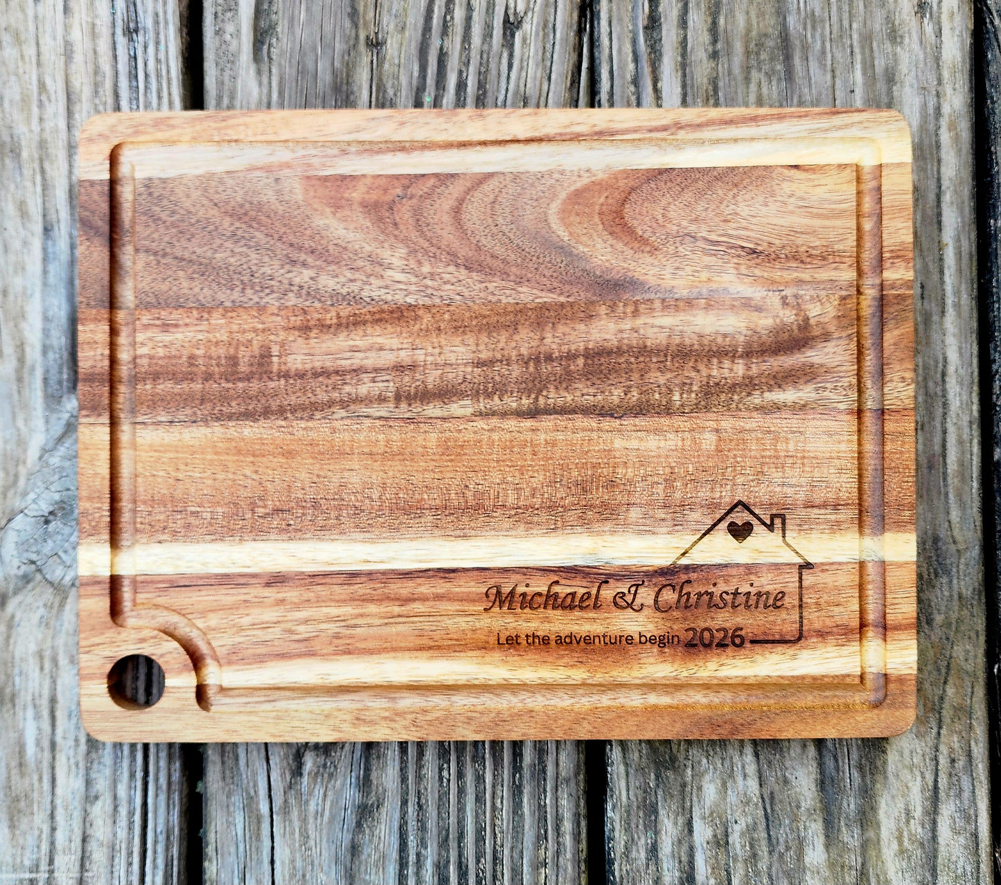 Personalized Housewarming Cutting Board with Name & Year – 13.75” x 9.75”